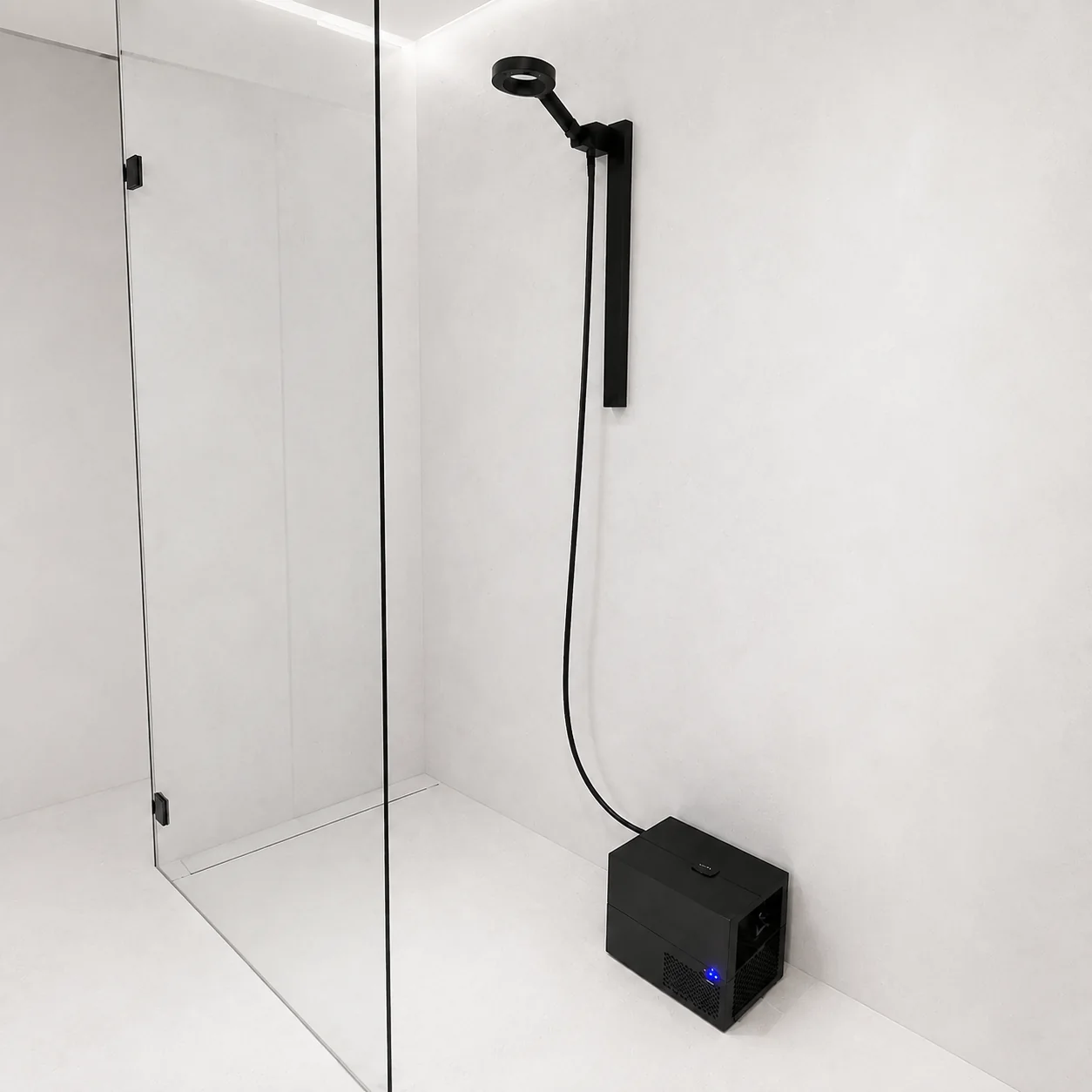 Olsek Cooling Core and Halo installed for a first ice shower in a home bathroom