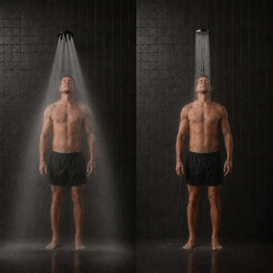 Olsek Halo coverage compared with a standard shower